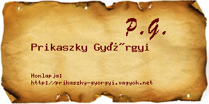 Prikaszky Györgyi névjegykártya